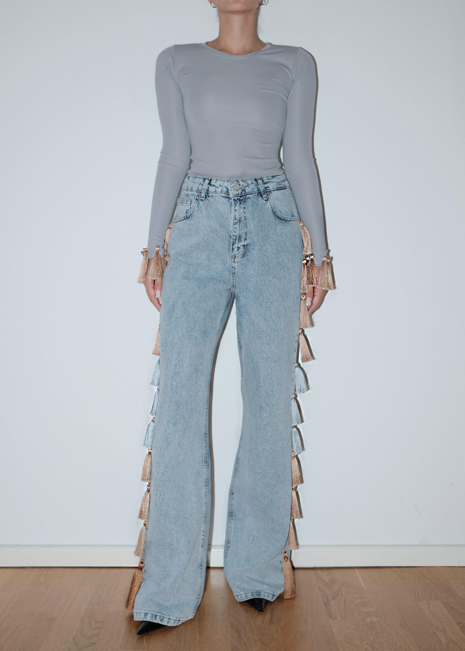 Light Blue Fringe Jeans – CULT FORM