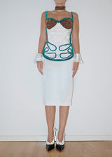 Exclusive White-Brown Satin Dress