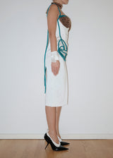 Exclusive White-Brown Satin Dress