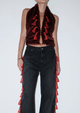 Burgundy Monno Fur Top