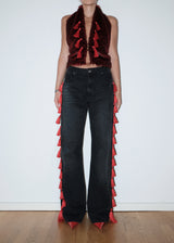 Burgundy Monno Fur Top