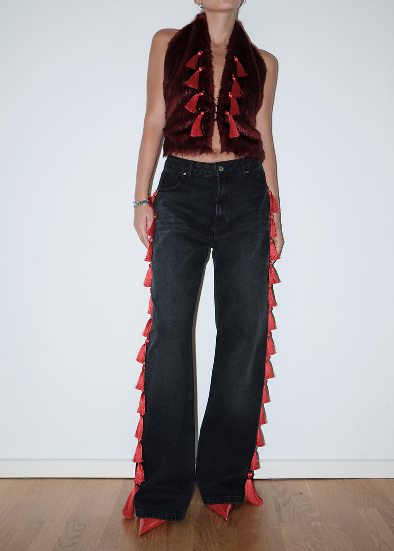 Black Fringe Jeans