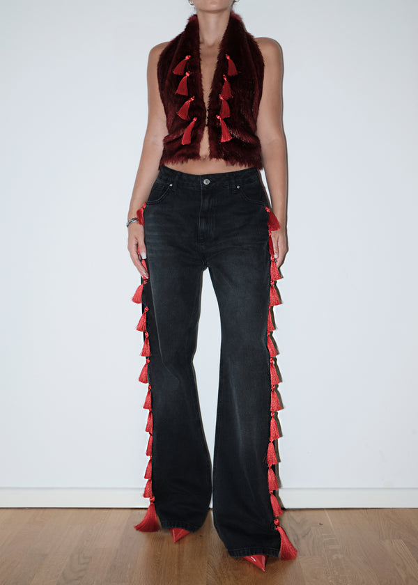 Black Fringe Jeans