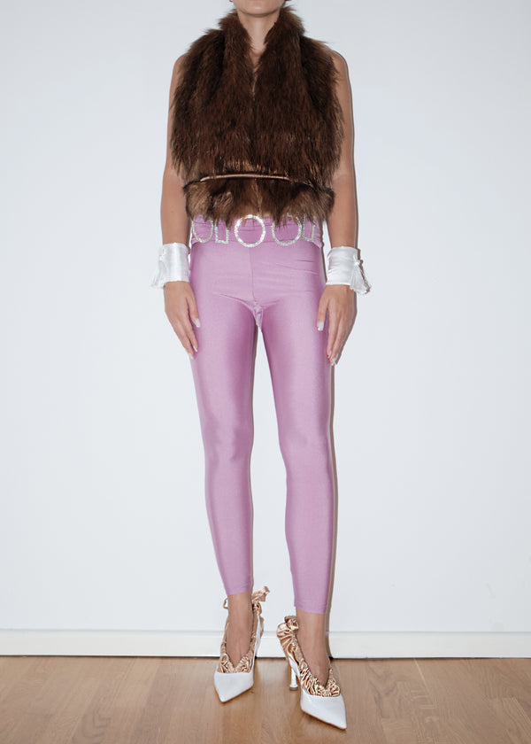 Pink Multi Crystal Belt Tights