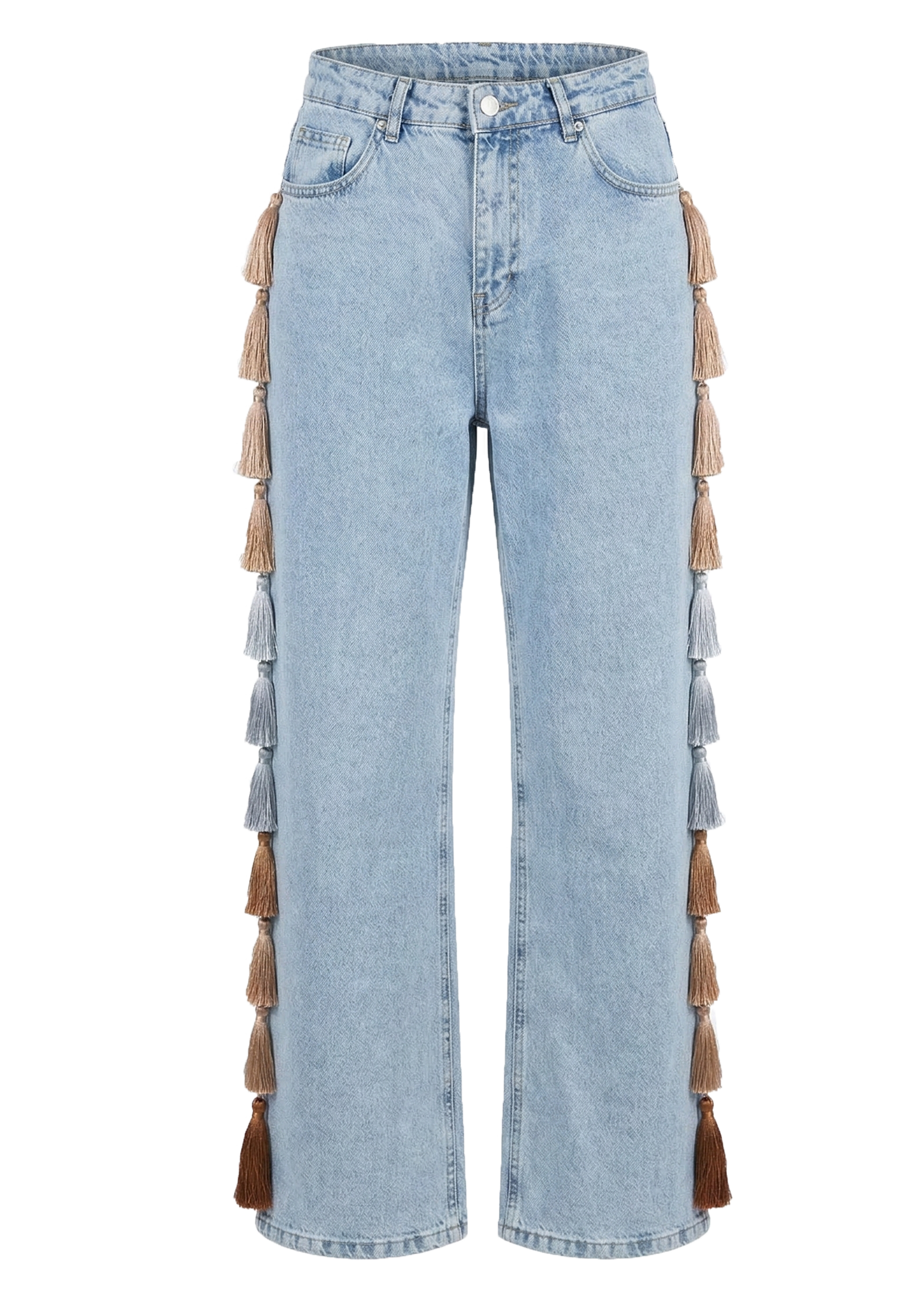 andequal 新品タグあり bijou fringe flare denim Light Blue Fringe Jeans – CULT FORM