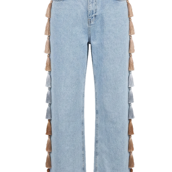 Light Blue Fringe Jeans – CULT FORM