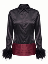 Satin Cummerbund Black-Burgundy Shirt