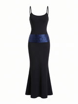 Cummerbund Long black dress