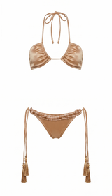 Nude Satin Pearlwork Bikinis
