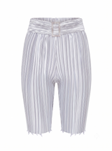 WHITE PLEAT BIKER TIGHTS