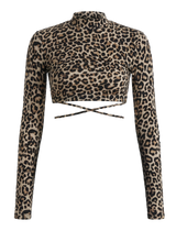 LEOPARD OPENED BACK CROP Top