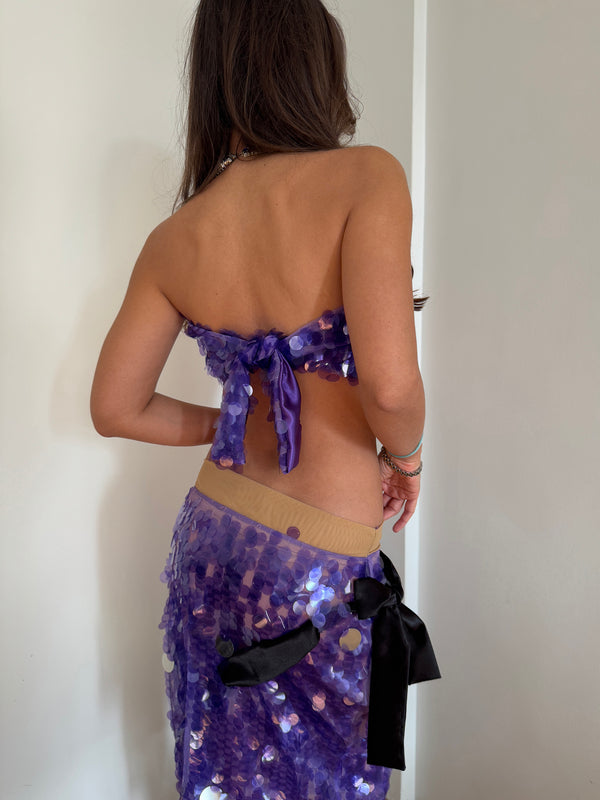 Purple sequin triangle crystal top