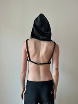 Black Spiral Design Hooded Bra