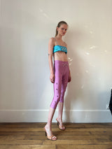 Pink argyle embroidery tights