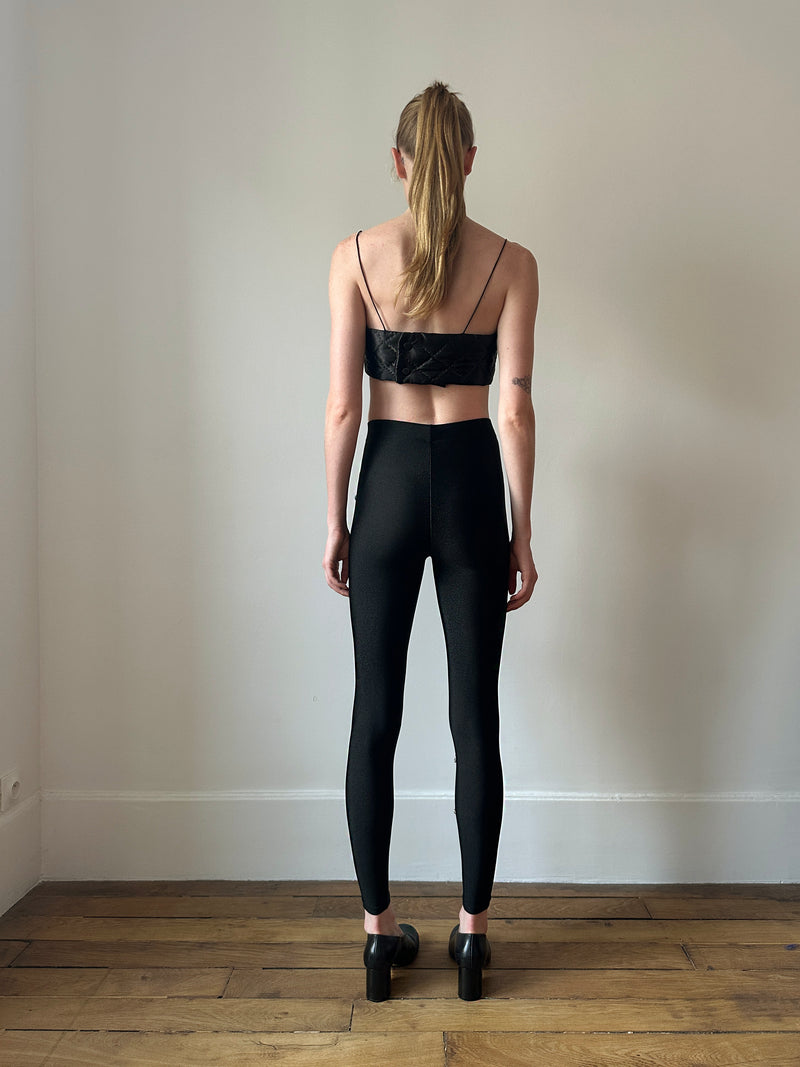 Black argyle embroidery tights