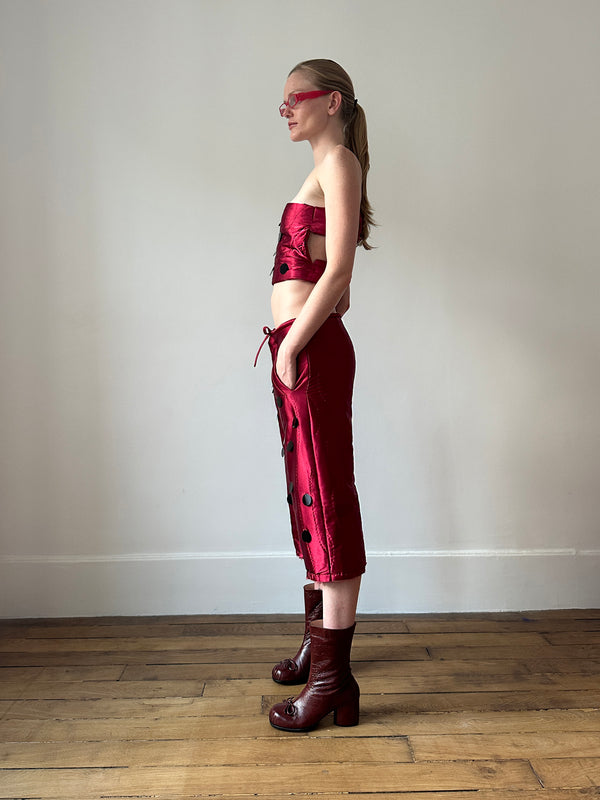 Amaranth Red Yorgan Midi Shorts