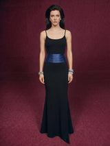 Cummerbund Long black dress