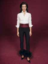Cult Black-Burgundy Cummerbund Feather Tights