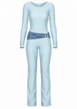 Baby Blue Longsleeve Catsuit with Diamond belt