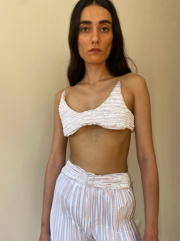 WHITE PLEAT YORGAN BRA