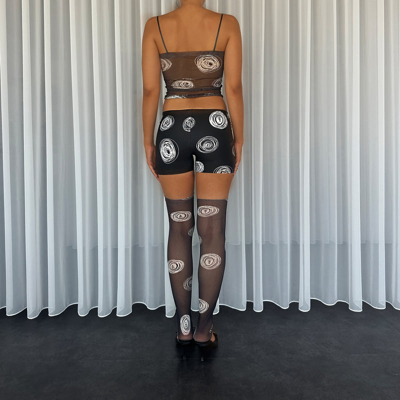 Black Polka-dot Mini Shorts