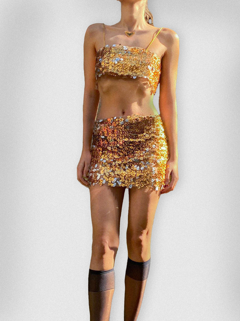 GOLD SEQUIN SKIRT CULT FORM GOLD SEQUIN SKIRT CULT FORM