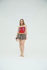LEOPARD SEQUIN BALLOON MINI SKIRT