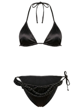 Black Satin Pearlwork Bikinis