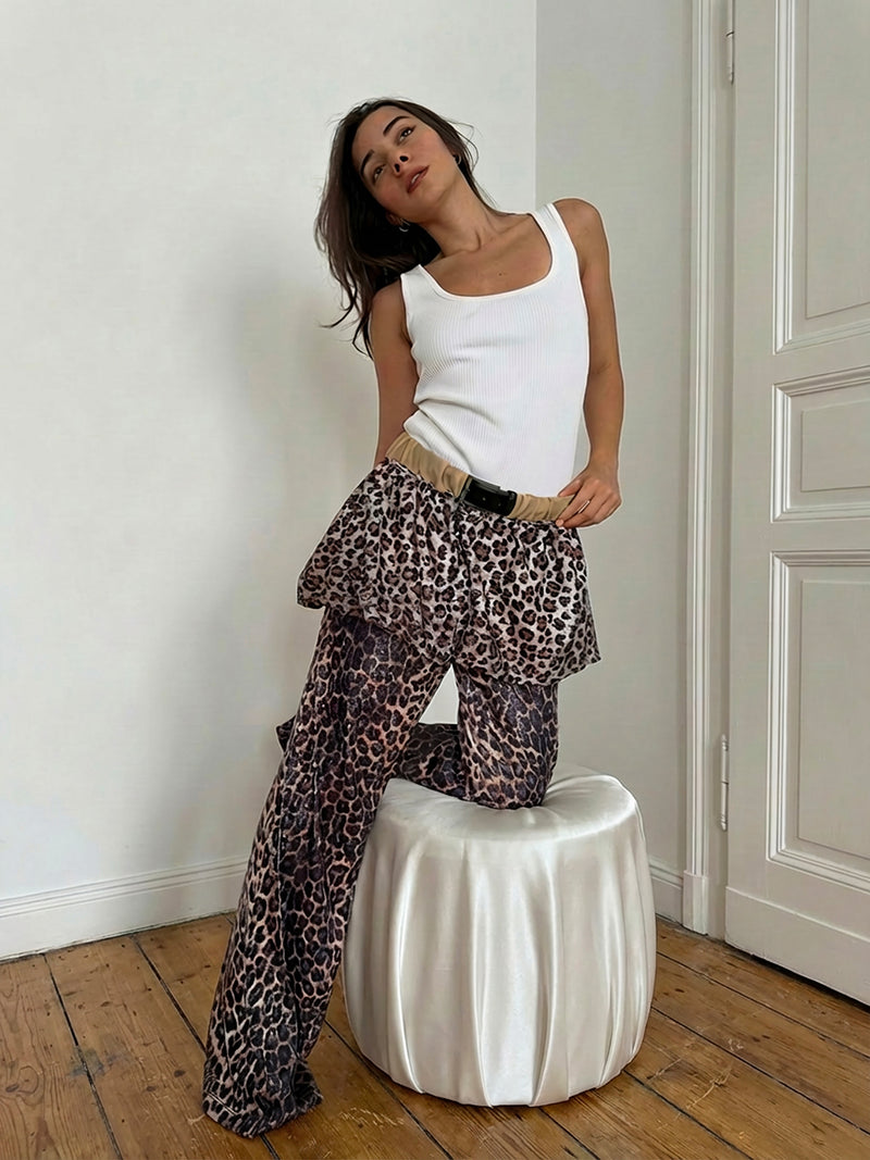 Leopard sequin ballon pants