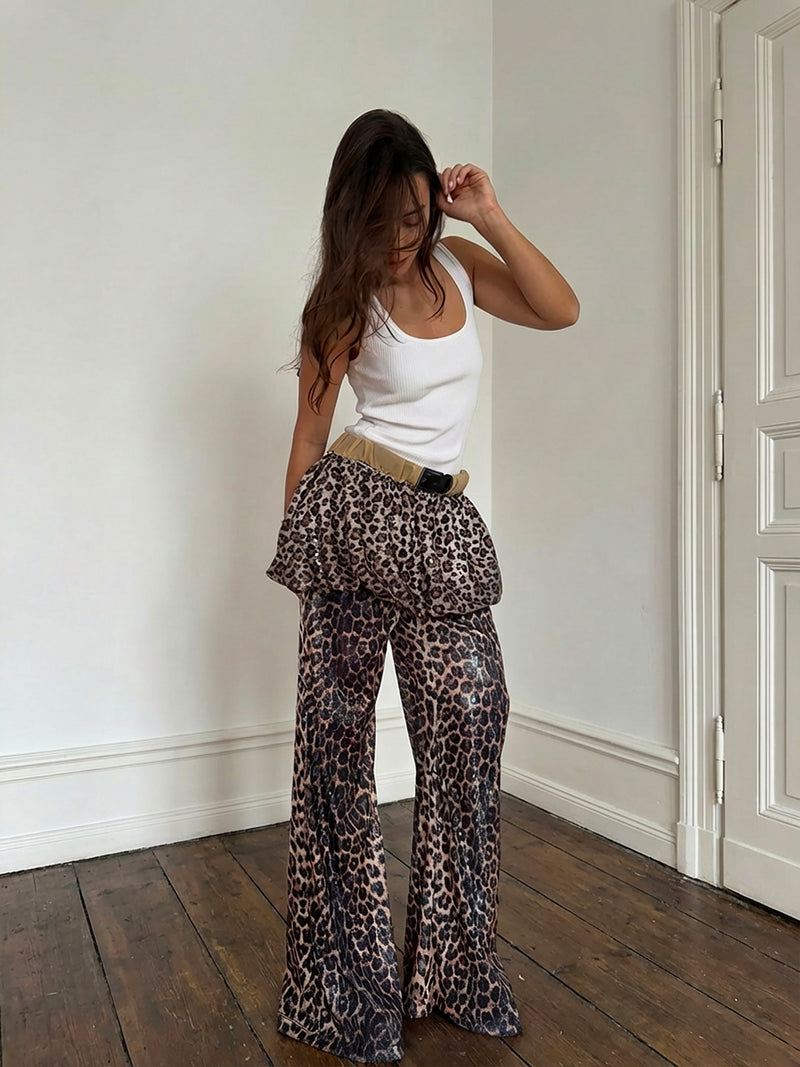 Leopard sequin ballon pants