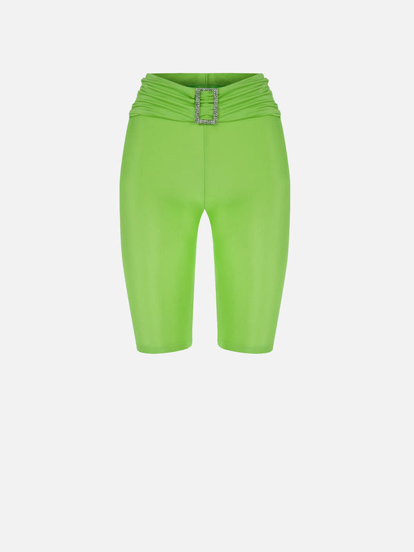 NEON GREEN BIKER DIAMOND TIGHTS