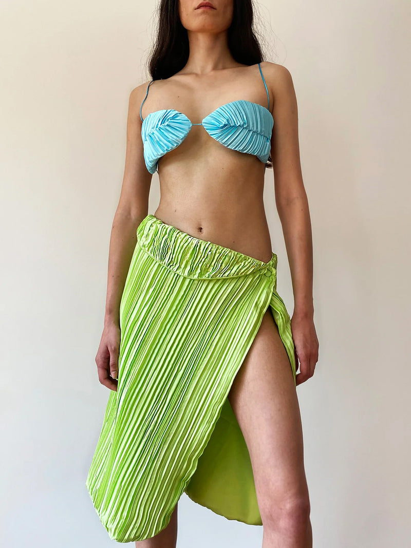 NEON GREEN PLEAT SKIRT