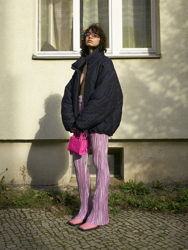 CANDY PINK PLEAT FLARED PANTS