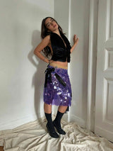 Purple sequin bow midi skirt