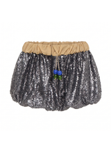 DARK GRAY SEQUIN BALLOON MINI SKIRT