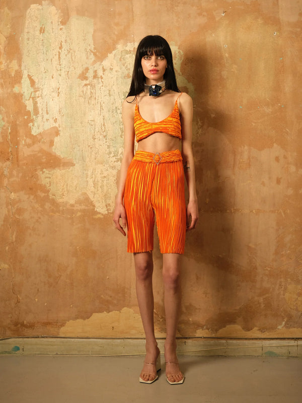 Orange Pleat Tights
