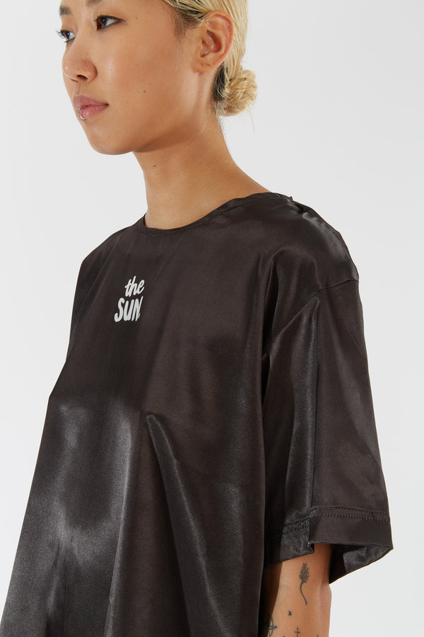 “THE SUN” Black Satin Top