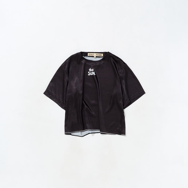 “THE SUN” Black Satin Top