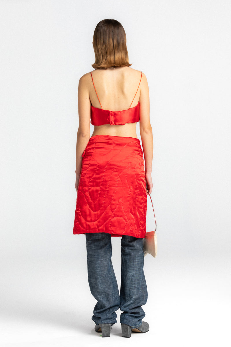 Red Yorgan Skirt Denim Pant