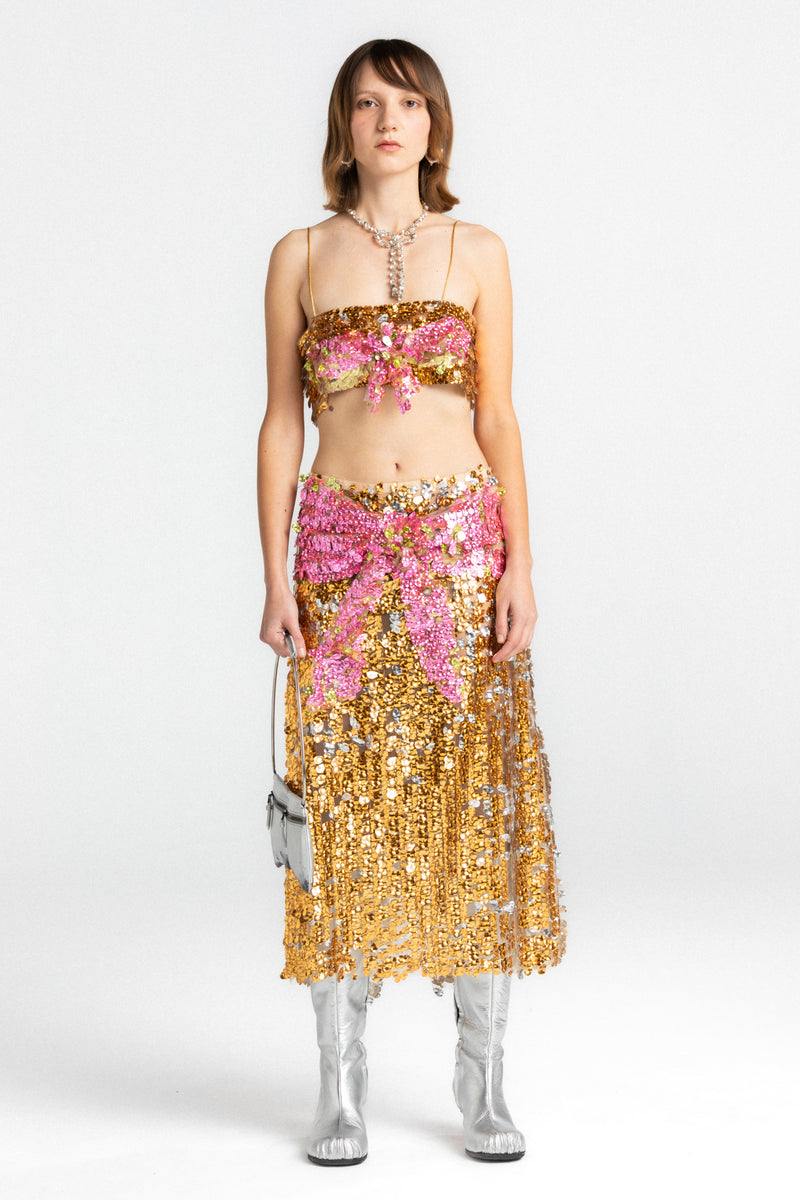 Gold&Pink Bow Sequin Bra