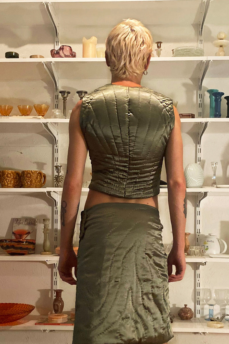 Sage Green Yorgan Mid Skirt