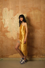 Mustard One Shoulder Yorgan Dress