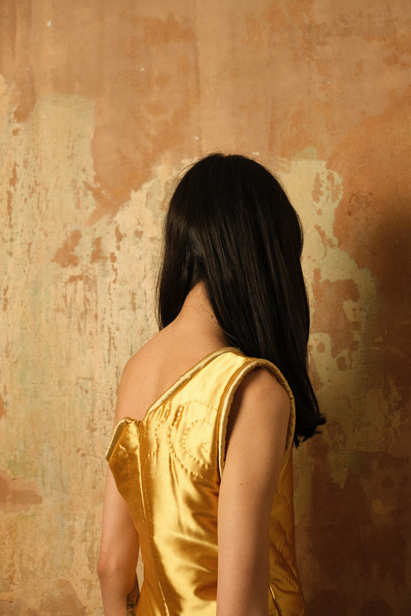 Mustard One Shoulder Yorgan Dress