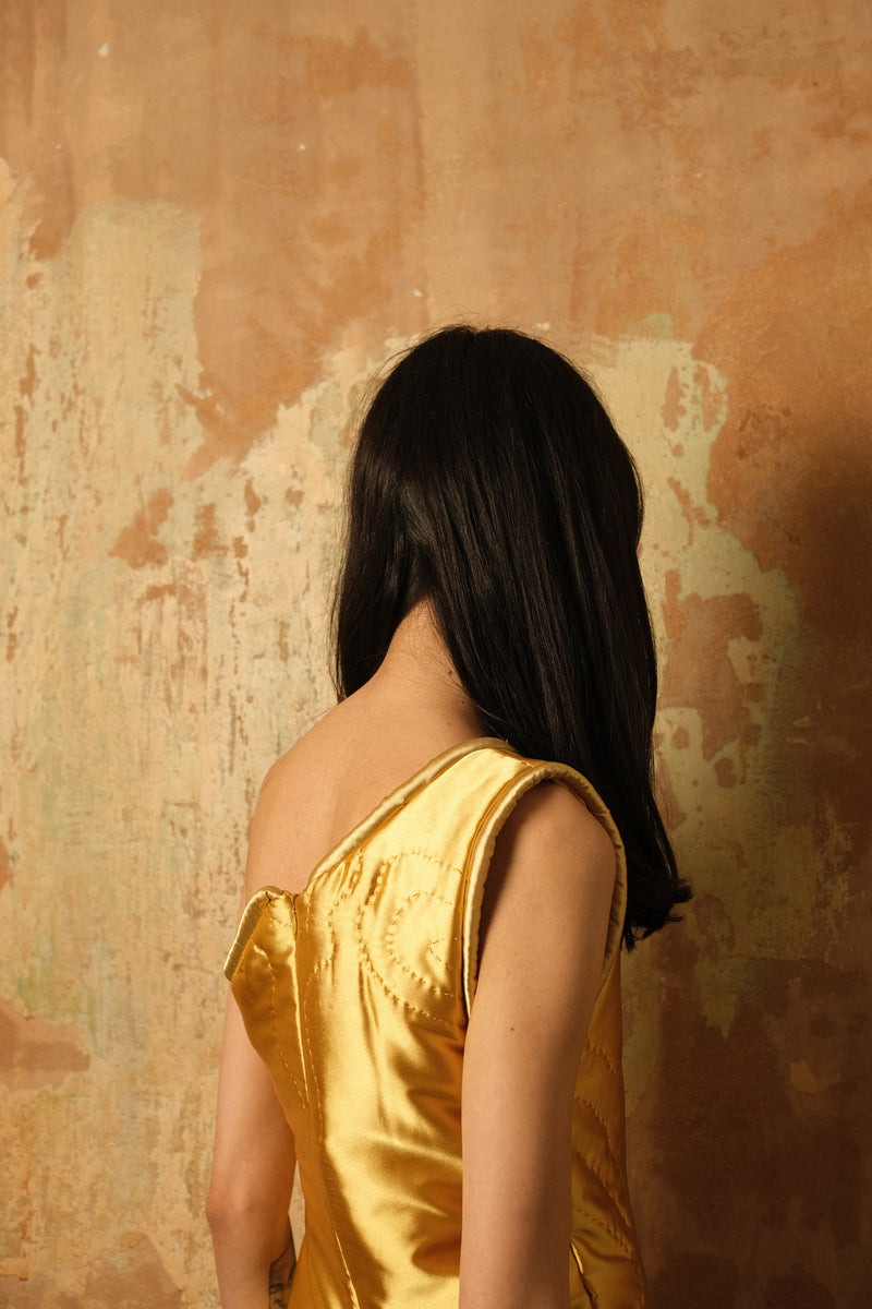Mustard One Shoulder Yorgan Dress