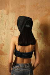 DARK BLUE PLEAT BRA