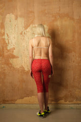Red Lace Midi Tights