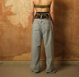 Cropped Belt Denim/Crystal Green Belt