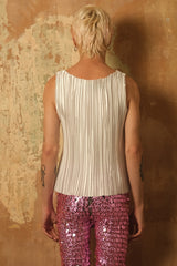 White Pleat Tank Top
