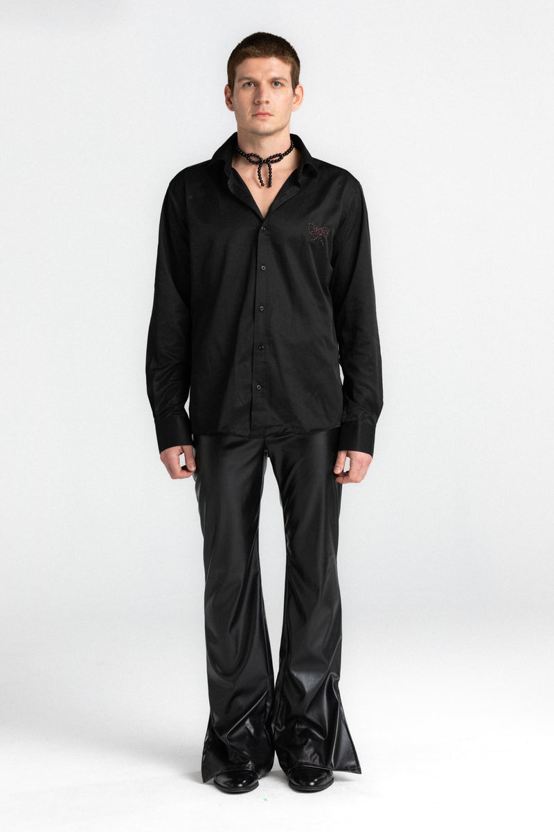 Bow Detailed Black Shirt