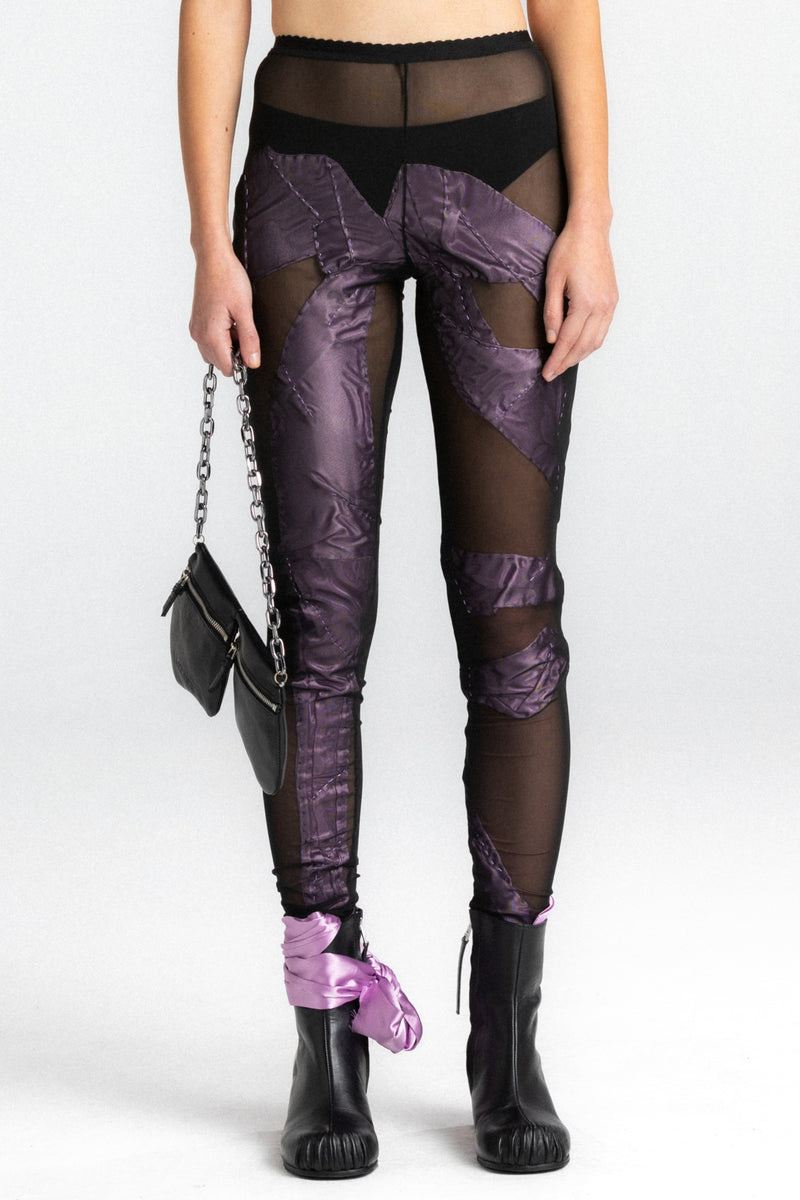 Black Nude Dissolved Lilac Bow Tights